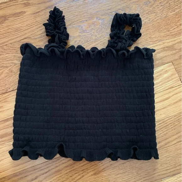 Reformation Black Smocked Cropped Tank Size Large - Picture 3 of 8